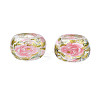 Flower Printed Transparent Acrylic Rondelle Beads TACR-S160-01-D04-2