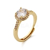 Brass Micro Pave Clear Cubic Zirconia Finger Rings for Women RJEW-U049-06G-4