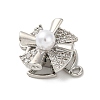 Brass Clear Cubic Zirconia Windmill Connector Charms KK-D536-18P-2