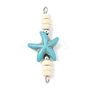 10Pcs 2 Colors Dyed Synthetic Turquoise Starfish Rondelle Beaded Connector Charms PALLOY-JF04014-4