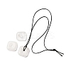 Natural Mixed Gemstone Square Pendants Black PU Leather Cord Necklaces NJEW-K285-01-5