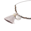 Polyester Tassel & Heart Charm Slider Bracelets for Women STAS-P302-13P-2