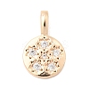 Brass Micro Pave Clear Cubic Zirconia Flat Round with Star Charms KK-A277-32G-1