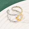 304 Stainless Steel Double Color Cuff Rings RJEW-S635-01GP-16-3