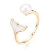 Natural Pearl Open Cuff  Ring with Msilver-Lipped Pearl Oyster PEAR-N022-C10-1