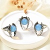 Natural & Synthetic Mixed Gemstone Wings Adjustable Rings RJEW-K241-04AS-3