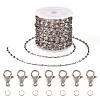 1 Roll 304 Stainless Steel Dapped Chains with 20Pcs 304 Stainless Steel Lobster Claw Clasps with 40Pcs 304 Stainless Steel Open Jump Rings CHS-TA0001-52-1