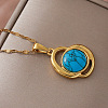 Vintage 304 Stainless Steel & Synthetic Turquoise Heart Pendant Necklaces for Women VY8520-3