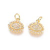 Brass Micro Pave Clear Cubic Zirconia Charms ZIRC-L093-20G-1