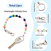 2Pcs Glass Cat Eye Beads Keychain HJEW-SC0002-23-2
