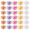 50Pcs 5 Colors Baking Paint Transparent Glass European Beads GPDL-SW0001-01-3