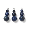 Natural Lapis Lazuli Round Beaded Pendants PALLOY-JF02867-12-1