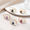 Copper Wired Gemstone Finger Rings RJEW-JR00978-1