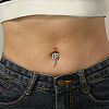 Stylish Snake Stainless Steel Micro Pave Clear Cubic Zirconia Navel Rings UK0800-5