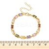 Rectangle Brass Pave Cubic Zirconia Link Chain Bracelets for Women BJEW-P385-05G-5