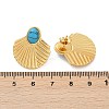 Fan 304 Stainless Steel Synthetic Turquoise Stud Earrings for Women EJEW-U046-17A-G-5