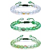 3Pcs Round Synthetic Moonstone Braided Bead Bracelets BJEW-SW00061-04-1