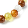 Synthetic Citrine & Natural Carnelian & Red Jasper & Natural Quartz Crystal Round Beaded Stretch Bracelets BJEW-JB10910-01-4