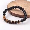 Natural Lava Rock Beaded Stretch Bracelets BJEW-JB02184-03-1