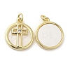 Rack Plating Brass Micro Pave Clear Cubic Zirconia Pendants ZIRC-Q203-01G-02-1