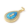 Rack Plating Brass Micro Pave Cubic Zirconia with Synthetic Opal Pendants KK-D088-31G-3