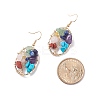 Natural & Synthetic Mixed Gemstone Chips Oval with Tree of Life Dangle Earrings EJEW-JE04880-01-4