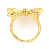 Brass Micro Pave Clear Cubic Zirconia Bowknot Open Cuff Ring for Women RJEW-M173-04A-G-3
