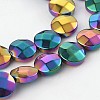 Electroplated Non-magnetic Synthetic Hematite Flat Round Bead Strands G-L368-06B-1