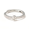 Clear Cubic Zirconia Initial Letter Adjustable Ring RJEW-C052-01P-S-2