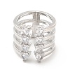 Clear Cubic Zirconia Open Cuff Ring RJEW-E064-03P-1