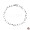 Rhodium Plated 925 Sterling Silver Heart Link Chain Bracelets BJEW-I314-057C-P-4