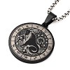 Retro Mandala 201 Stainless Steel Box Chain Constellation Pendant Necklaces for Women Men LS-NJEW-M223-01D-1