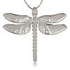 Platinum Alloy Enamel Dragonfly Big Pendants ENAM-J033-01P-2