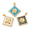 Rack Plating Brass Micro Pave Cubic Zirconia Pendants KK-P268-11D-G-1