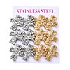 6 Pairs 304 Stainless Steel Cubic Zirconia Cross Stud Earrings EJEW-P330-01A-4