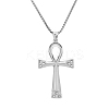 Stainless Steel Crysstal Rhinestone Ankh Cross Pendant Box Chain Necklaces for Men PW-WG356EF-01-1