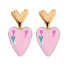 Ion Plating(IP) 304 Stainless Steel Heart Stud Earrings EJEW-A114-09G-02-1
