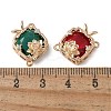 Brass Pave Glass Connector Charms KK-D355-04G-3