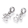 Platinum Rack Plating Alloy Rhinestone European Dangle Charms PALLOY-T048-36P-E-2