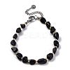 Synthetic Blue Goldstone Beaded Bracelets for Women G-P563-07P-13-4
