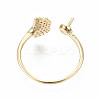 Brass Micro Pave Clear Cubic Zirconia Peg Bails Cuff Finger Ring Settings KK-S356-175G-NF-4