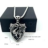 Vintage 304 Stainless Steel Skull Shield with Dragon Pendant Necklaces for Men IV2024-6