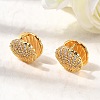 Brass Micro Pave Clear Cubic Zirconia Shell Shape Hoop Earrings EJEW-C158-05G-2