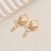 Elegant Butterfly Brass Pave Clear Cubic Zirconia Dangle Stud Earrings UU2168-2