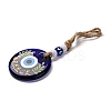 Flat Round with Evil Eye Lampwork Pendant Decoration HJEW-Z005-01A-2
