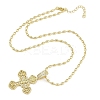 Brass Micro Pave Clear Cubic Zirconia Cross Pendant Necklaces for Women LS-NJEW-K298-02B-G-2