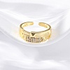 Brass Micro Pave Clear Cubic Zirconia Cuff Rings for Women RJEW-U043-14G-2