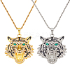 2Pcs 2 Colors Alloy Pendant Necklaces Set with Rhinestone NJEW-AN0001-83-1