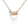 Sweet and Lovely S925 Silver Freshwater Pearl Necklace Butterfly Bow Collar RR3530-1