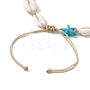 Natural Mixed Cowrie Shell with Synthetic Turquoise Beaded Anklets AJEW-AN00596-04-4